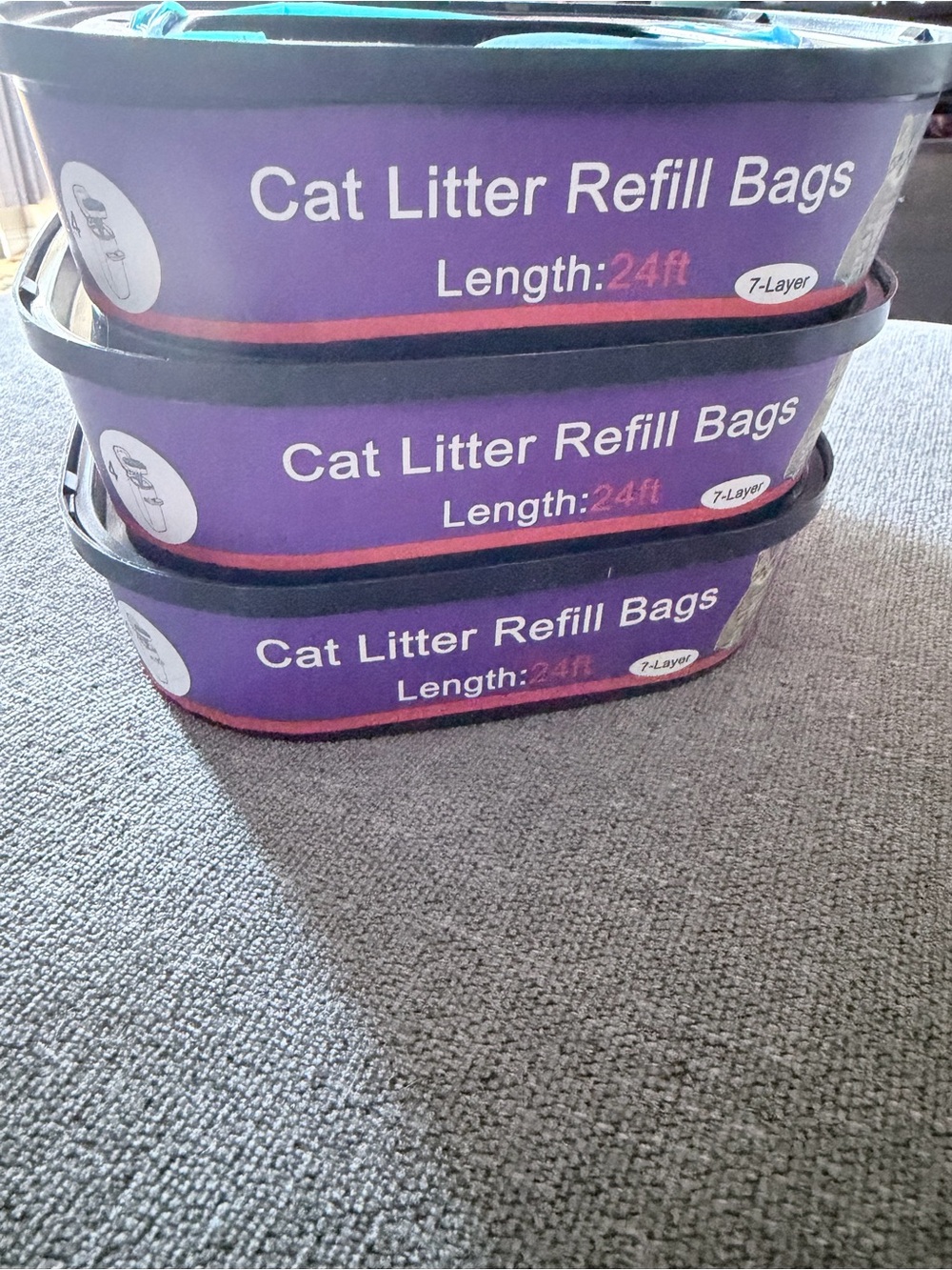 Brand new set of 3 cat litter disposal refill cartridges bag. 24ft each